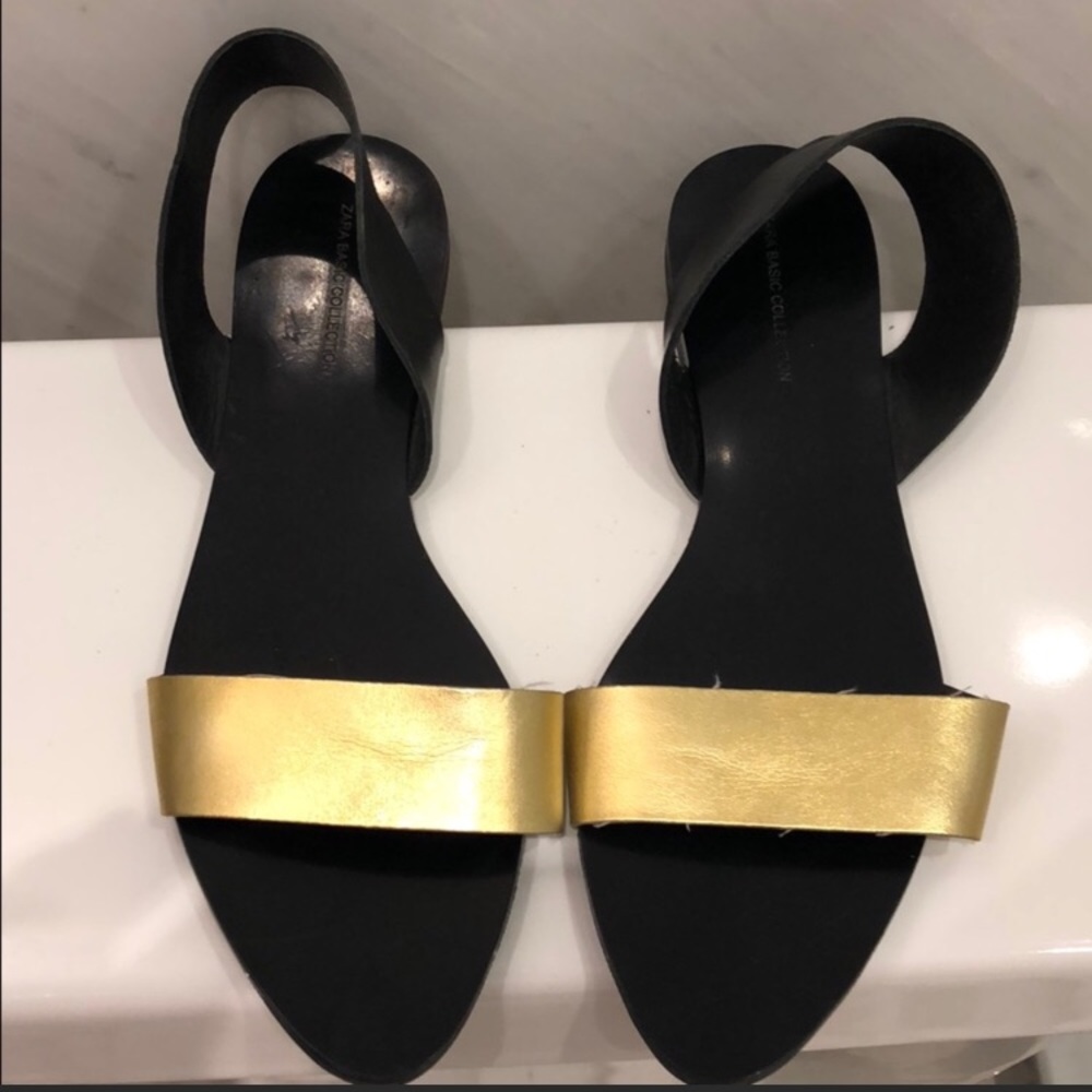 Zara Black and Gold Sandals